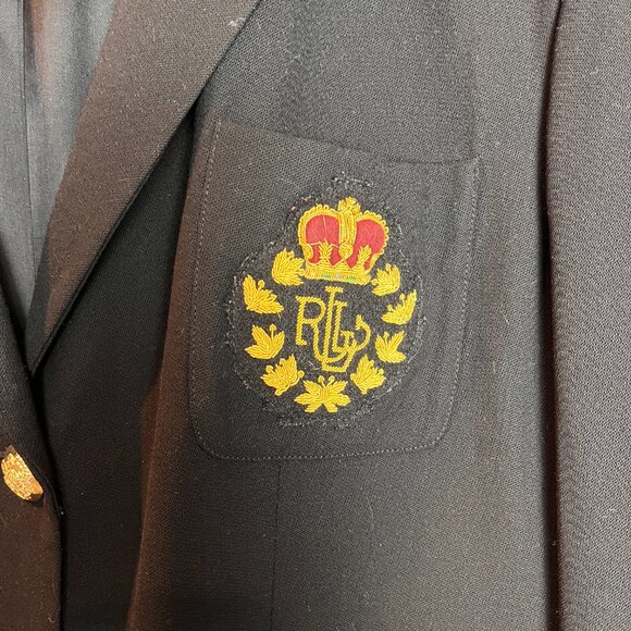 Women's Lauren Ralph Lauren Black Wool single breasted 3 button crest blazer 16W - Picture 4 of 7